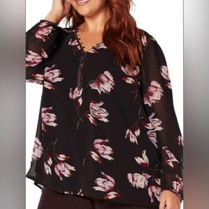 Daniel Rainn Plus Size Floral Woven Blouse Women Size 2X